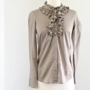 J. Crew Women's Taupe Ruffle Cotton Blouse size 4